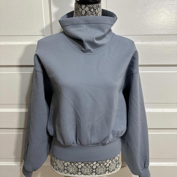 lululemon athletica Pants - Lululemon Full Flourish Pullover Size 4 Chambray Blue Oversized Funnel Neck $128